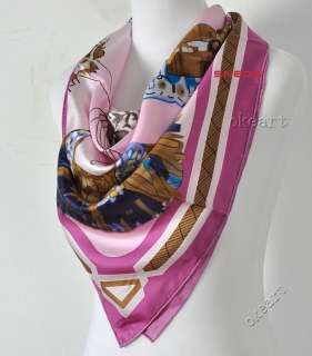 Fashion Floral Prints Square Scarf 100% Silk Twill Shawl Wrap Bandana 