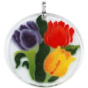  Peggy Karr Handmade Art Glass Ornament, Tulips