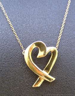 Signed 18k Gold Tiffany & Co. Paloma Picasso Heart Pendant Necklace 18 