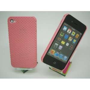 Apple iPhone 4 4S Pink Perforated Net Hard Case Cover + Free Clear 