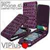 Alligator Skin Leather Case Pouch Flip Cover Holster Apple iPhone 4 4S 