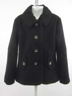 AQUA Girls Black Wool Long Sleeve Button Up Jacket M  