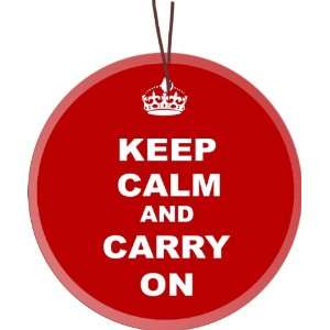  Rikki Knight Keep Calm and Carry On Red Design Glass Round 