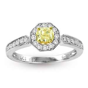  0.56ct tw Natural Fancy Yellow Diamond Fashion Ring 18K 
