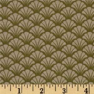  44 Wide Tudor Lane Fan Shell Taupe/Olive Fabric By The 