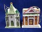 Christmas Village Ornament Figurines 2 Porcelain Buildi