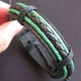 mens womens bracelet wrist band leather cuff NEW Green  