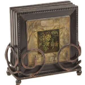  Uva Bella Verde   4 Coasters with Bronze Scroll Coaster 