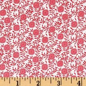  Floral Vines White/Red Fabric By The Yard Arts, Crafts & Sewing