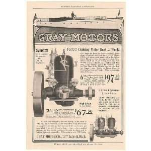  1908 Gray Motor Co Grayling Yacht Motor Boat Print Ad 
