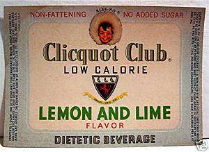 Vintage Clicquot Club Lemon Lime Soda Label Millas Mass  