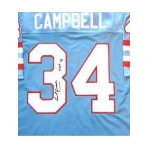  Earl Campbell Blue Custom Autographed Jersey w/ HOF 