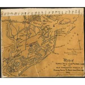 Civil War Map Map of Morris, Folly, Coles and James Islands etc., and 