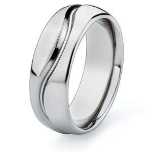  Titanium 8mm Band with Deep Wavy Lines Jewelry