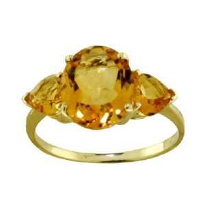    Genuine Oval & Heart Citrine 14k Gold Promise Ring Jewelry