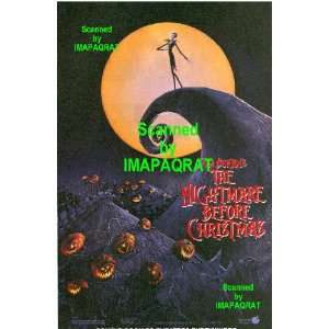   Movie Print Ad Jack Skellington with Orange Full Moon & Pumpkins; Tim