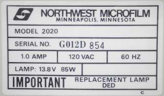 Northwest NMI 2020 Library Microfilm Reader  