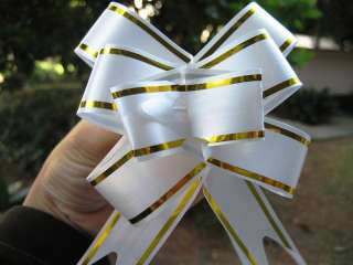 10pcs Shiny Pull Flower Ribbon Gift Wrap w/Gold Outline  