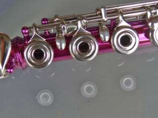 STERLING Pink and Silver Open Hole B Foot Flute   NEW  