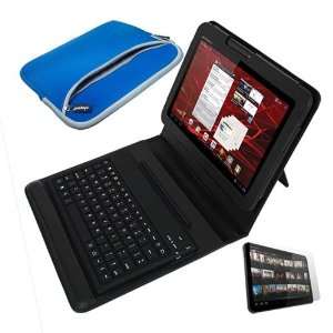  Skque Black Bluetooth Keyboard Leather Case + Clear Screen 