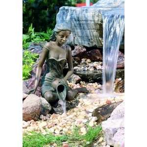Beautiful Young Woman w/ Vase Bronze Garden Fountain 26  