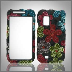  Multicolor Flowers on Black Cristalina crystal bling 