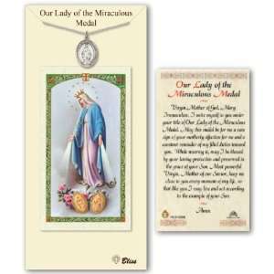  Miraculous Medal Virgin Mother Mary Pendant w/ Prayer Card Jewelry