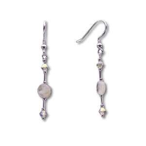 Rainbow Moonstone Coin Earrings Made with SWAROVSKI ELEMENTS Crystal 