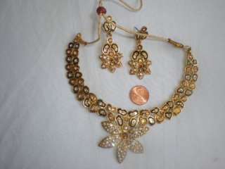 bollywood bridal kundan Meena Enamel necklace earrings USA SELLER FREE 