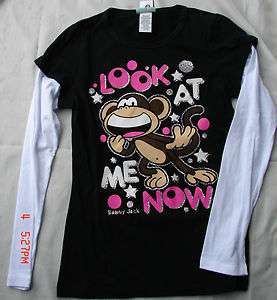 NWT GIRLS SIZE LARGE BOBBY JACK LOOK AT ME NOW BLACK WHITE & PINK 2FER 