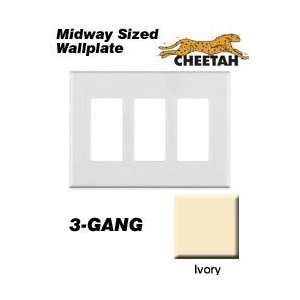   C0I Wallplate 3 Gang Decora Cheetah Midway Size Thermoplastic   Ivory