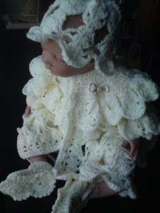 Reborn Baby Crochet Pattern Matinee Set Bonnet 0 3m #09  