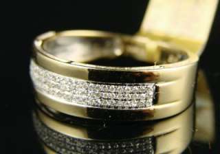 MENS 8 MM YELLOW GOLD WEDDING BAND DIAMOND RING .40 CT  