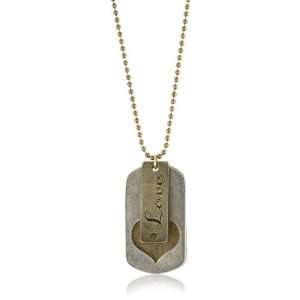  Ettika Brass Double Dog Tag and Statement Plate Ball Chain 