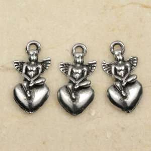  Angel on Heart Pewter Charms Lot of 3