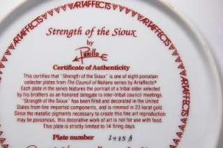 NIB STRENGTH OF THE SIOUX PLATE INDIAN CHIEF 1991  
