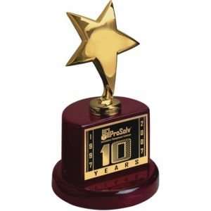   Trophy Gold Star on Cylinderical Piano Wood Base