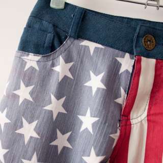 Vintage Detailed Woman Skinny American Flag Denim Sexy Jeans Leggings 
