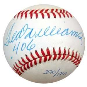  Ted Williams Autographed Ball   AL 406 #/1941 PSA DNA 