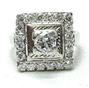Estate 14k White Gold 1.5 carat ttl Weight Diamond ring  