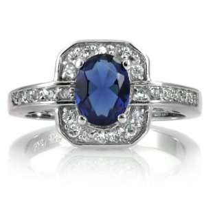  Meenas CZ Blue Antique Sapphire Ring Emitations Jewelry