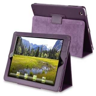 12 Accessory For iPad 2 Purple Leather Case+Screen Film  