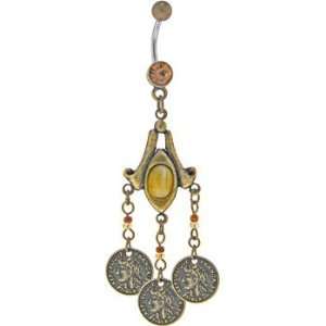  Antiqued Mazuma Coin Chandelier Belly Ring Jewelry
