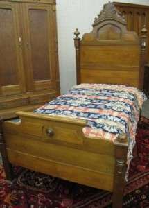Carved Victorian Bed Frame, walnut, 3/4 size  