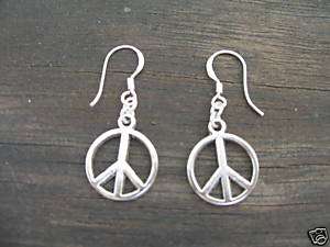 PEACE SIGN SYMBOL Dangle Earrings STERLING silver post  