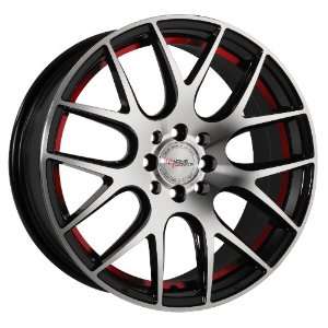   5x114.3mm Machine Face Gloss Black with Red Inner Stripe Automotive