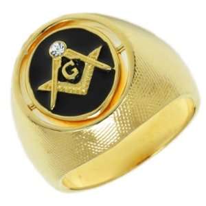    Mens Gold Plated Masonic Blue Lodge Ring (Size 9) Jewelry