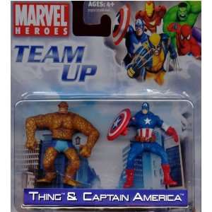  Marvel Heroes Team Up Thing and Captain America Toys 