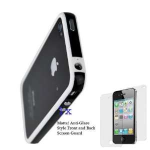  Bumper Case for iPhone 4 (White on Black) + 1 Front and 