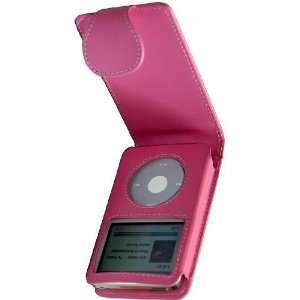  Premium Pink Flip Leather Case for iPod Video/Classic with 